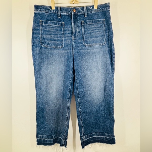 NWOT Madewell Emmett Wide Leg Jean Let Down Hem Jean in Archbald Wash Blue 33P - Picture 2 of 4